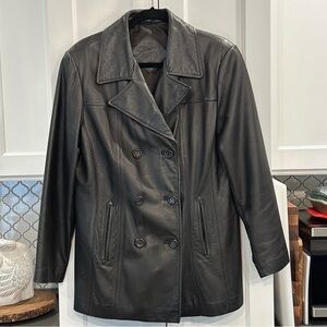 Jacqueline Ferrar Vintage Womens Black Leather Jacket Coat Size L 90’s Y2K